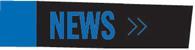 Black strip with royal blue blocking spelling out the word News in Royal Blue